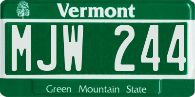 VT license plate MJW244