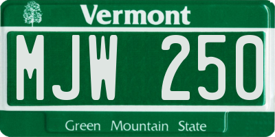 VT license plate MJW250