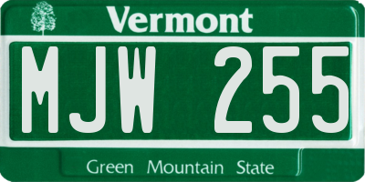 VT license plate MJW255