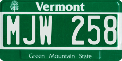 VT license plate MJW258