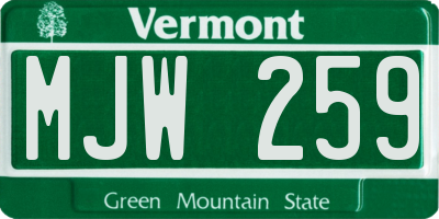 VT license plate MJW259