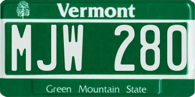 VT license plate MJW280