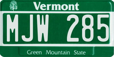 VT license plate MJW285
