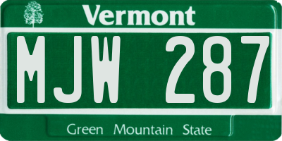VT license plate MJW287