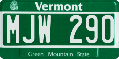 VT license plate MJW290