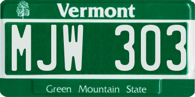 VT license plate MJW303