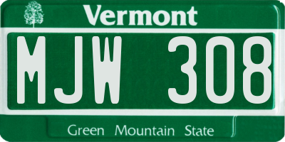 VT license plate MJW308