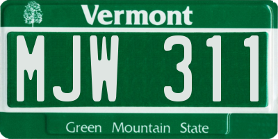 VT license plate MJW311