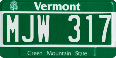 VT license plate MJW317