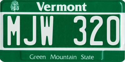 VT license plate MJW320