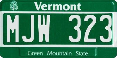 VT license plate MJW323