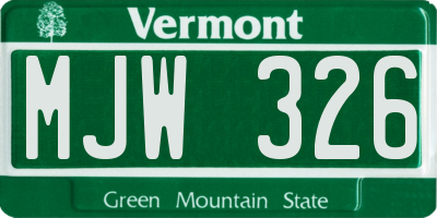 VT license plate MJW326