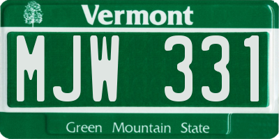 VT license plate MJW331