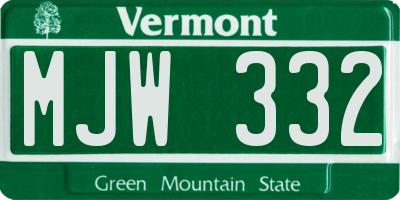 VT license plate MJW332