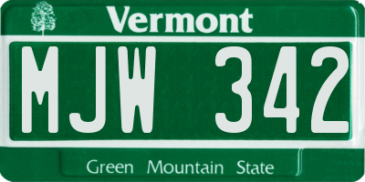 VT license plate MJW342