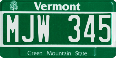 VT license plate MJW345