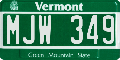 VT license plate MJW349