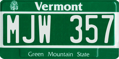 VT license plate MJW357