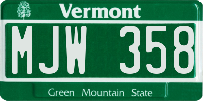 VT license plate MJW358