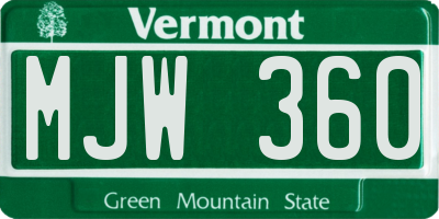 VT license plate MJW360