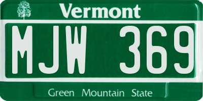 VT license plate MJW369