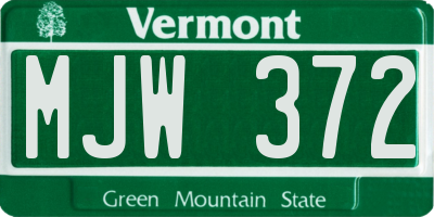 VT license plate MJW372