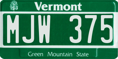 VT license plate MJW375