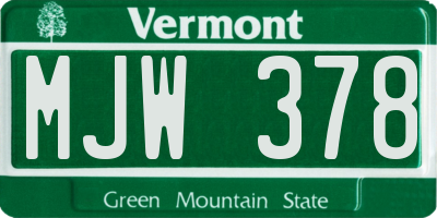 VT license plate MJW378