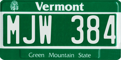 VT license plate MJW384