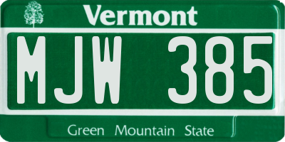 VT license plate MJW385