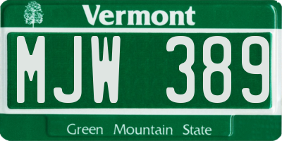 VT license plate MJW389