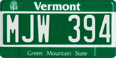 VT license plate MJW394