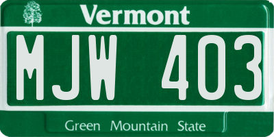 VT license plate MJW403