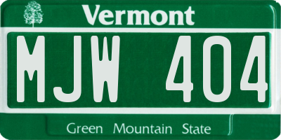 VT license plate MJW404