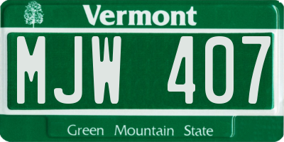 VT license plate MJW407