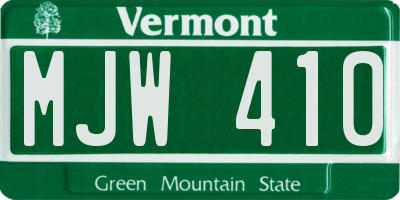 VT license plate MJW410