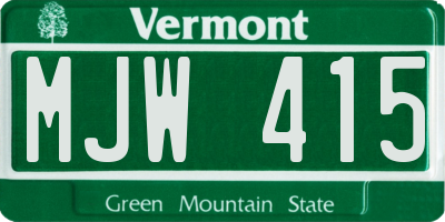 VT license plate MJW415