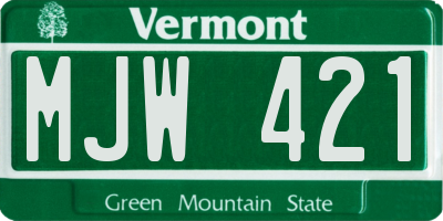 VT license plate MJW421