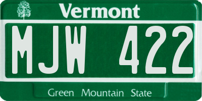 VT license plate MJW422