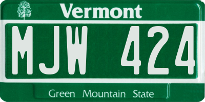 VT license plate MJW424