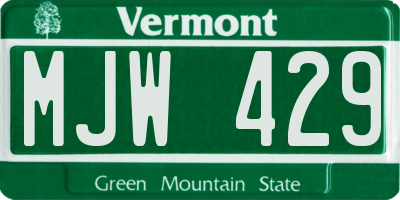 VT license plate MJW429