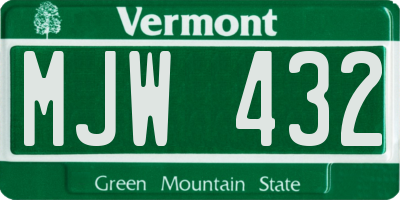 VT license plate MJW432