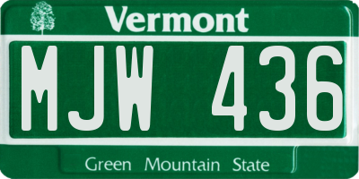 VT license plate MJW436