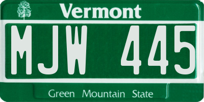 VT license plate MJW445
