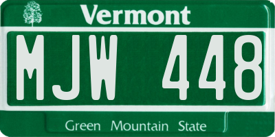 VT license plate MJW448
