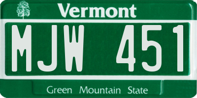 VT license plate MJW451