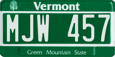VT license plate MJW457