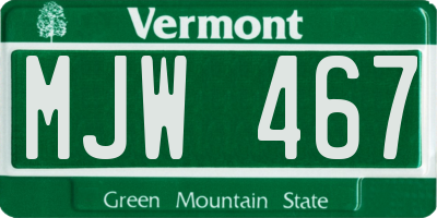 VT license plate MJW467