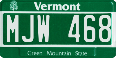 VT license plate MJW468