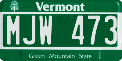 VT license plate MJW473